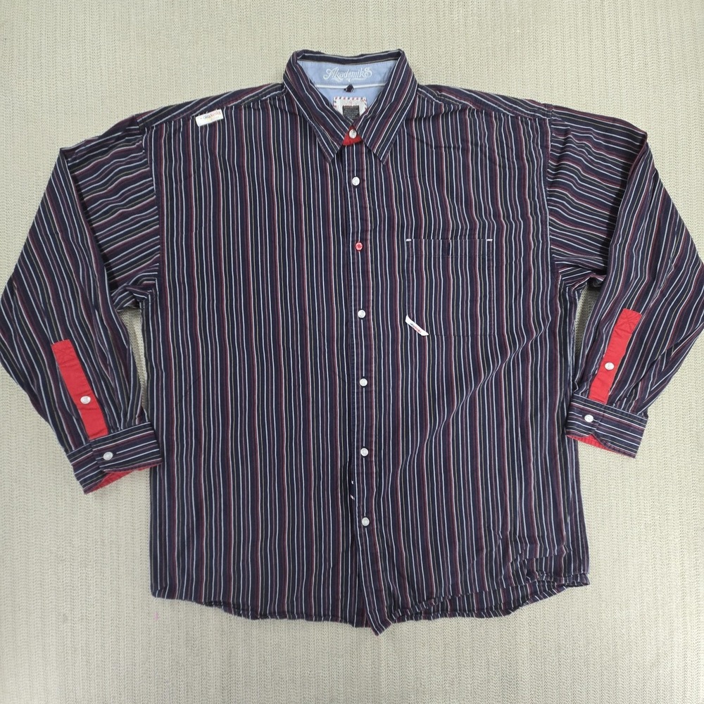 Akademiks Shirt Mens 2XL Blue Striped Long Sleeve Button Up Streetwear Hip Hop